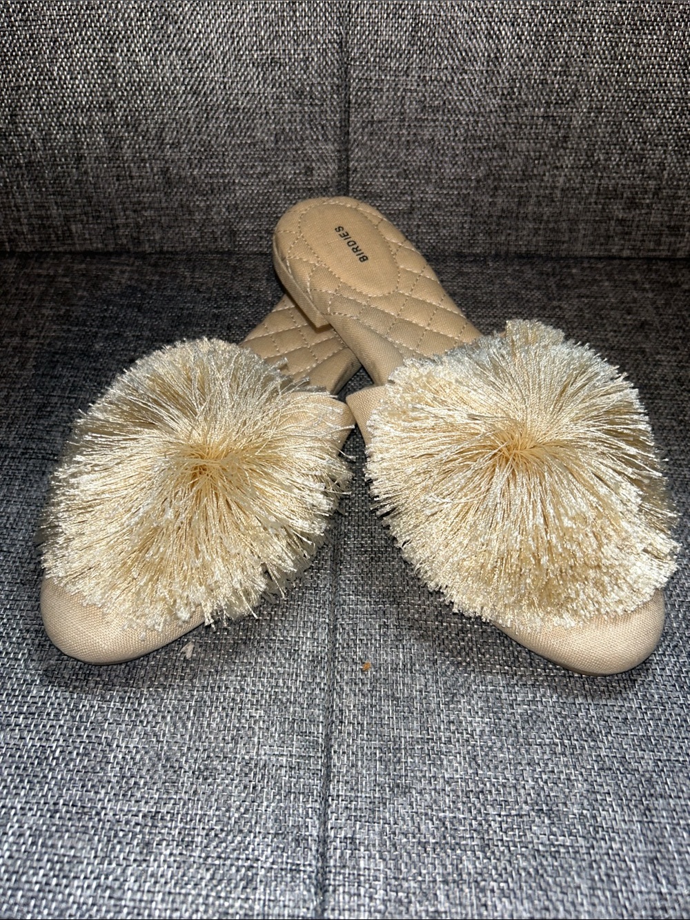 Birdies Champagne Pom Pom Slide Mules - Picture 7 of 7